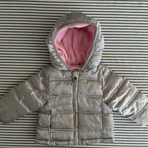 Silver winter puffer coat